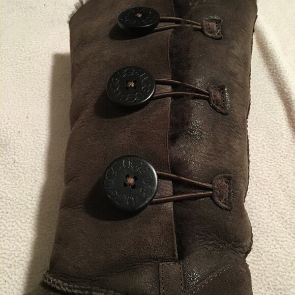 UGG Bailey Button Classic Tall Boots 1873 Button Black Triplet Size 7 Uggs - Picture 8 of 15